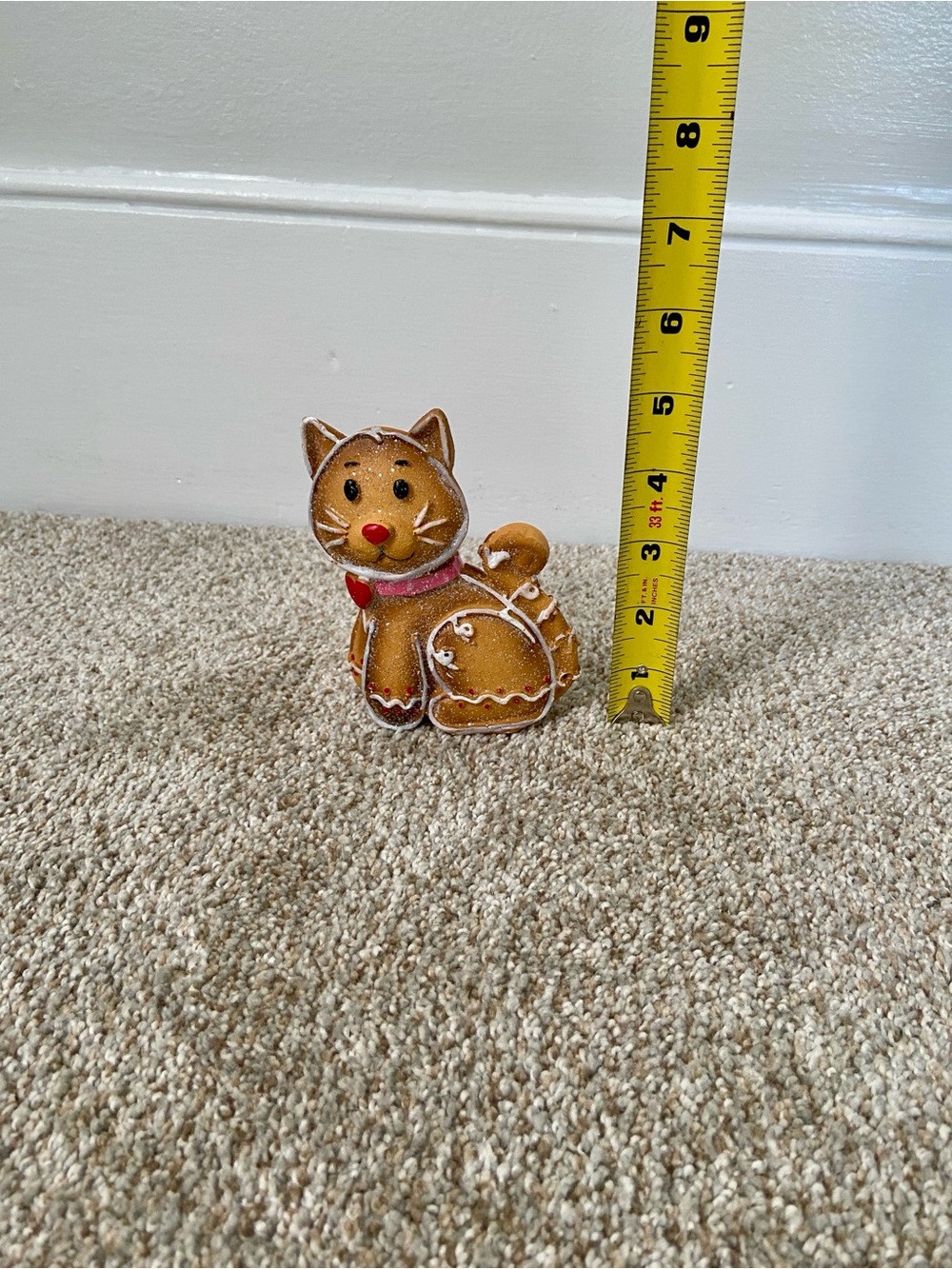 Christmas Gingerbread Cat Cookie Resin Figurine Holiday Tabletop Decor 4.6" - Picture 4 of 13